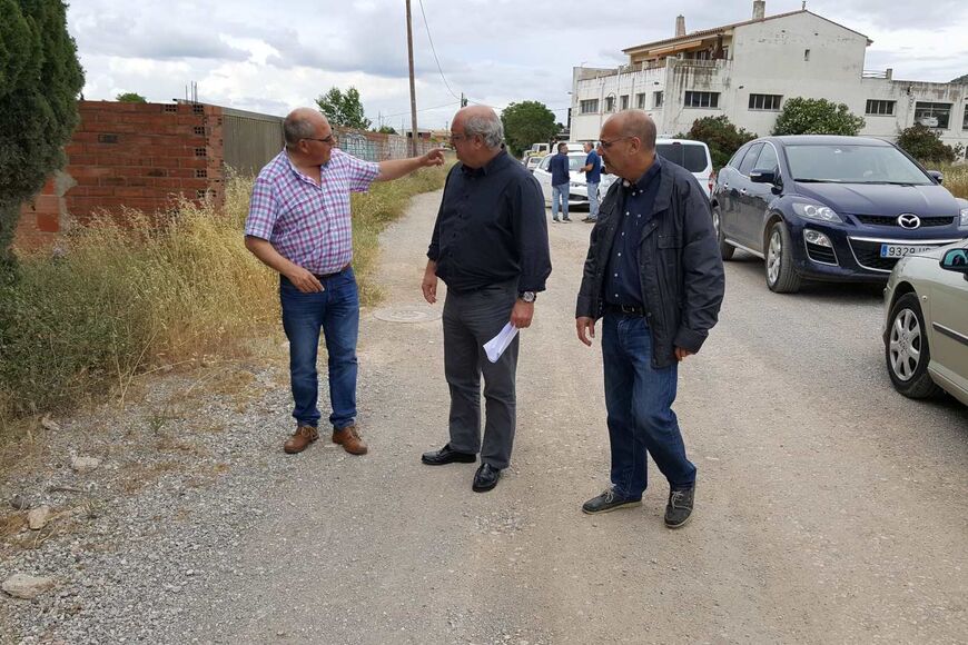 López, Colomí i Martinoy durant la visita d'obres.