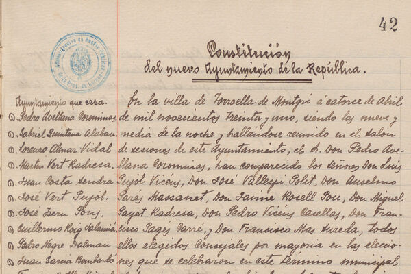 1931. Acta de constitució del primer ajuntament de la II República